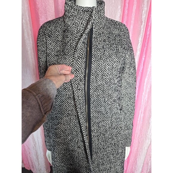 J. Crew Houndstooth Wool Blend Lined Classic Mock Neck Coat Size 10 - Picture 9 of 14